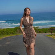 The Espresso Halter neck gown