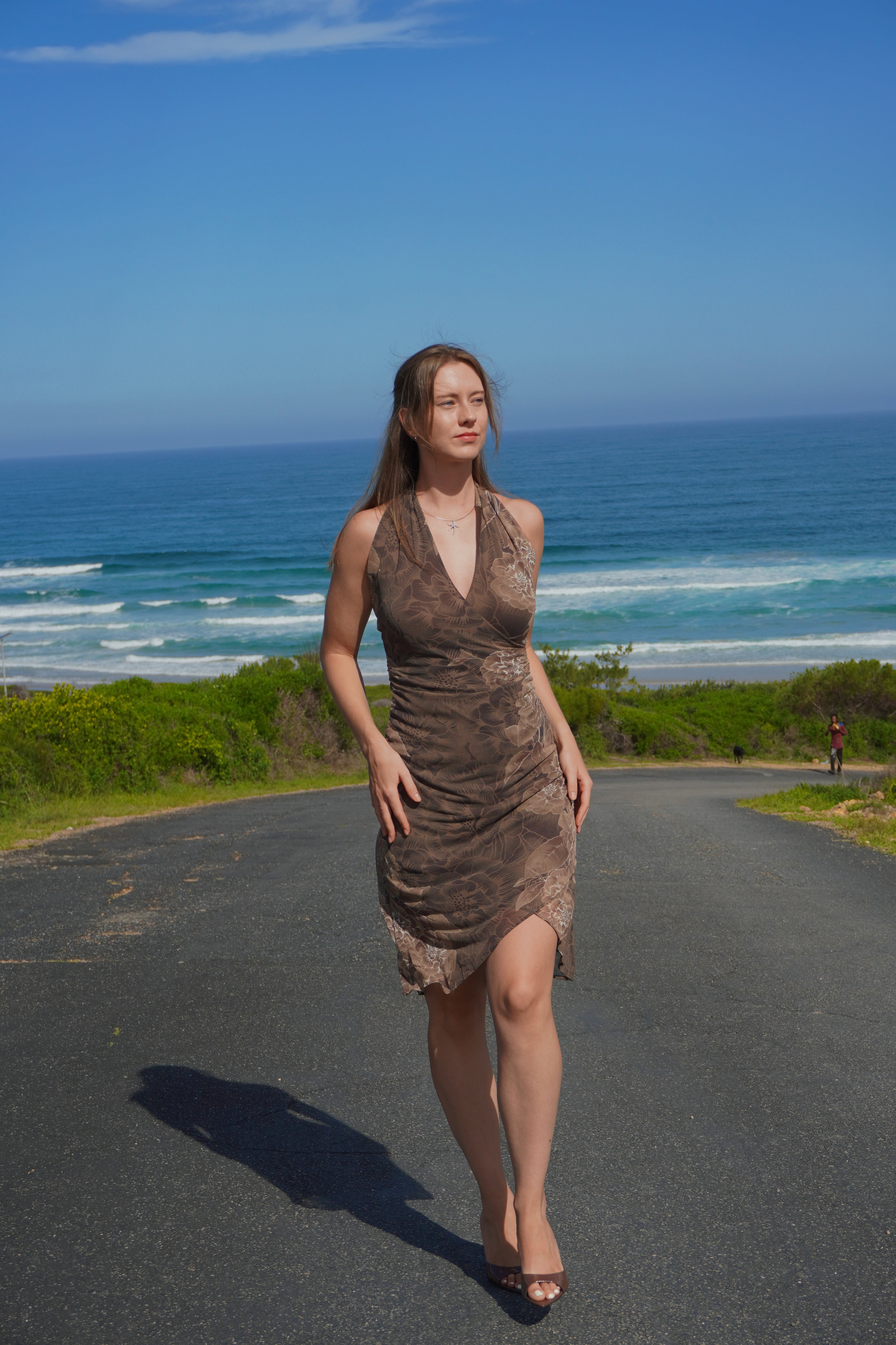 The Espresso Halter neck gown