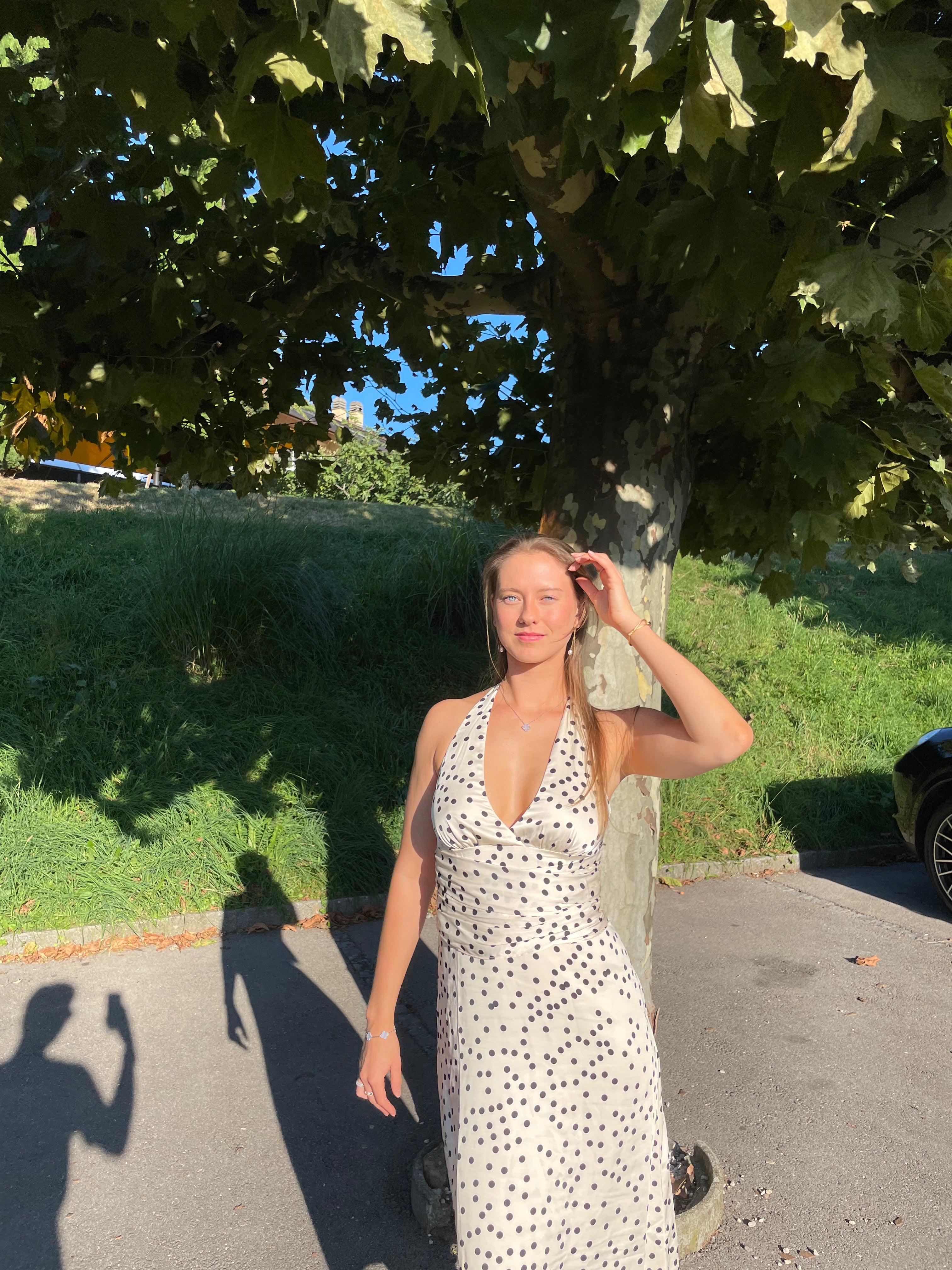 Marguerite Satin Halter Midi Dress