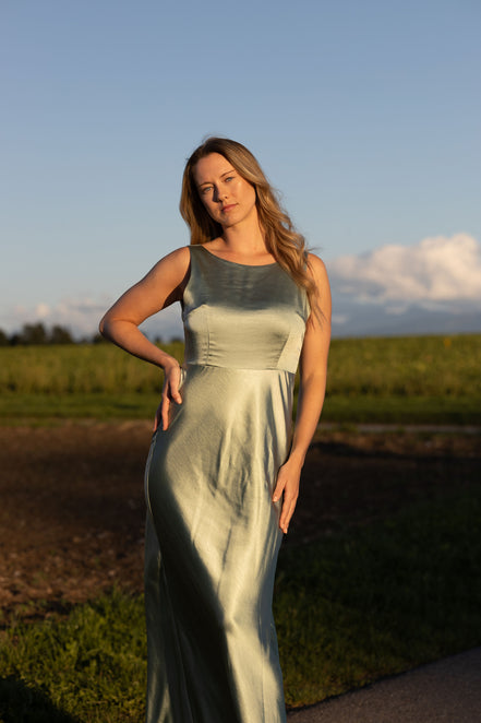 Jane Cowl Back Satin Dress