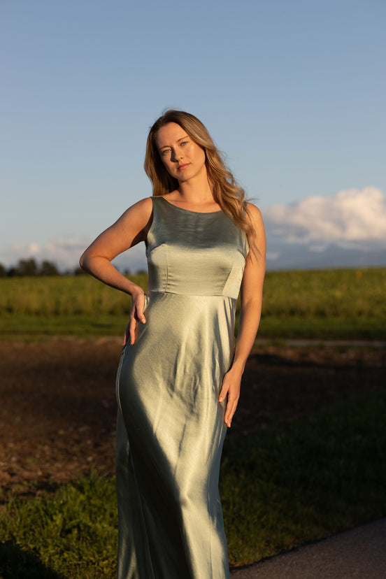 Jane Cowl Back Satin Dress